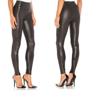 Spanx Legging XS Faux Leather Quilted Very Black Moto 20248R High Waist